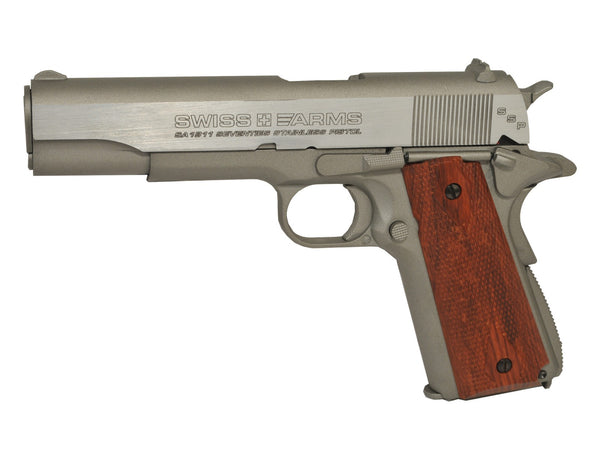 Swiss Arms SA 1911 SSP CO2 BB Pistol, Brown Grips, .177 Cal, Blowback, Polymer