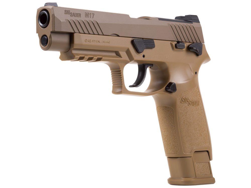 SIG Sauer M17 P320 ASP, CO2 Pellet Pistol, Tan, .177 Cal, Blowback, Polymer
