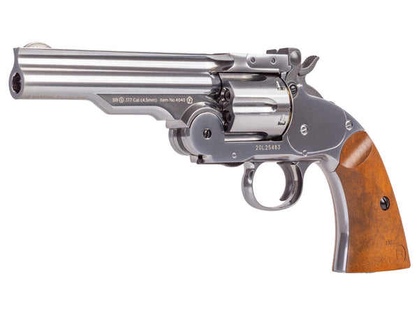 Barra Schofield No. 3 Nickel CO2 BB Revolver, 5" Barrel, .177 Cal, Multi-Shot