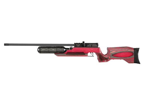 RAW HM1000x LRT Air Rifle, Red Laminate Stock, No Shroud, .25 Cal, Sidelever, RH