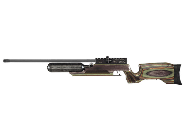 RAW HM1000x LRT Air Rifle, Camo Laminate, No Shroud, .30 Cal, Sidelever, RH