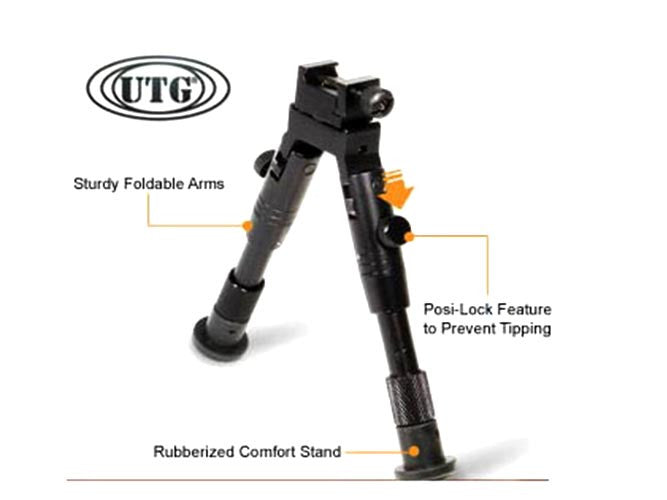 UTG Bipod, SWAT/Combat Profile, Adjustable Height, Rubberized Stand