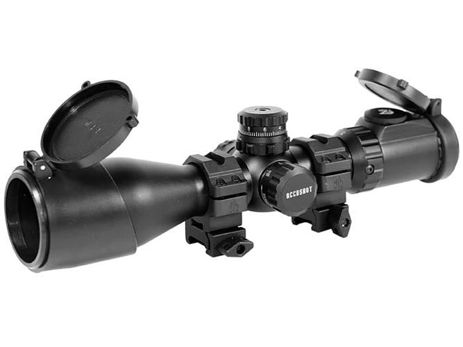 UTG Leapers 3-12X44 AO SWAT Compact Accushot Rifle Scope, EZ-TAP, Illuminated Mil-Dot Reticle, 1/4 MOA, 30mm Tube, See-Thru Weaver Rings