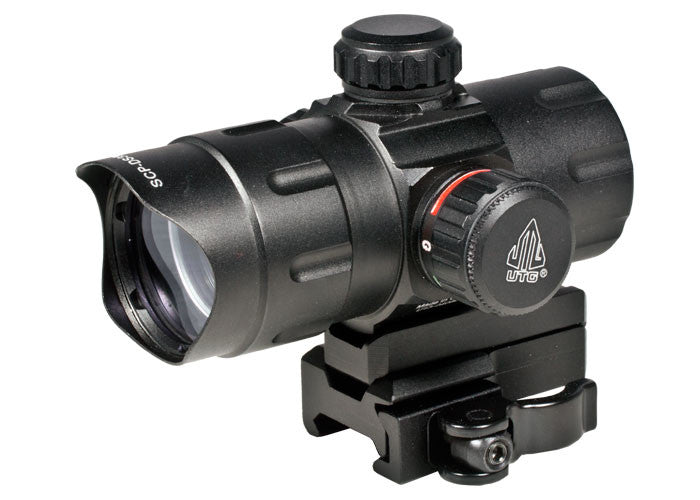 UTG 1x32.5mm ITA Combat Red/Green Dot Sight, 1/2 MOA, 38mm Tube, Riser, Quick-Detach Weaver/Picatinny Mount