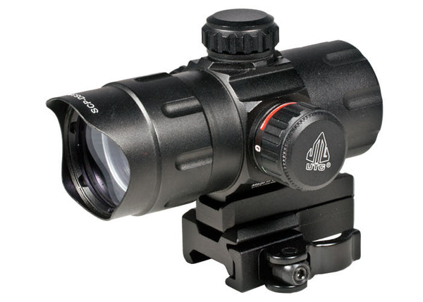 UTG 1x32.5mm ITA Combat Red/Green Dot Sight, 1/2 MOA, 38mm Tube, Riser, Quick-Detach Weaver/Picatinny Mount