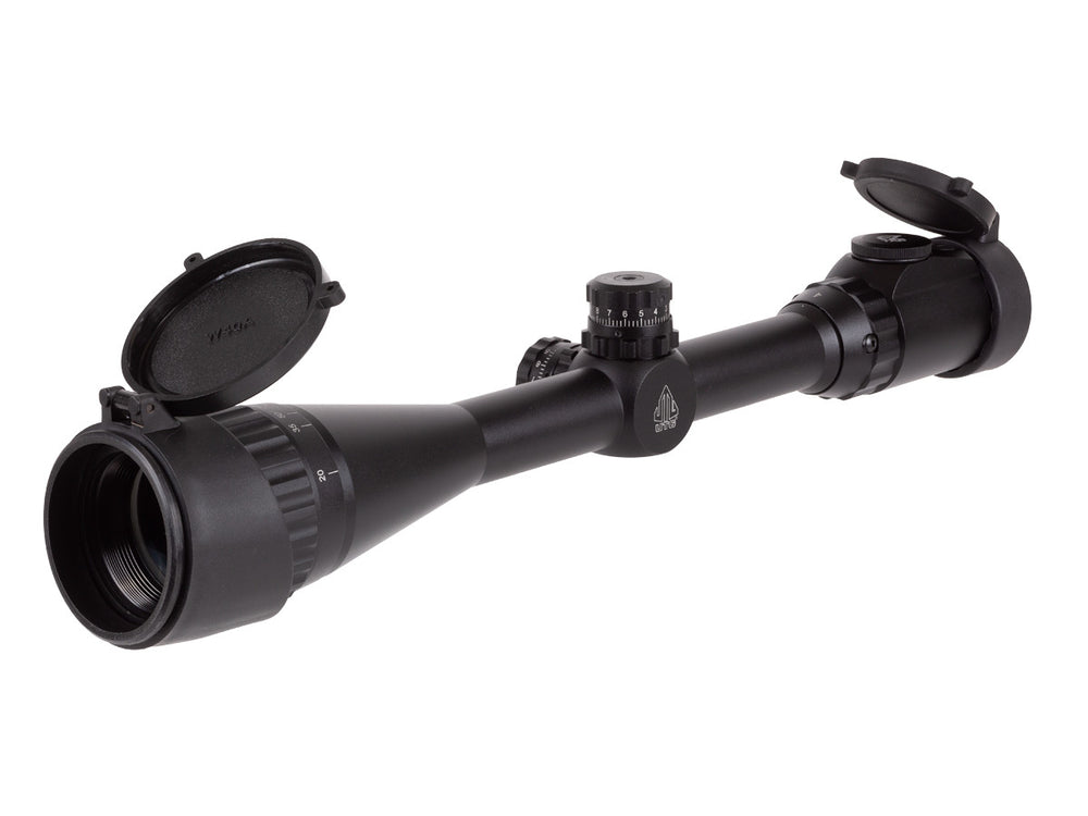 UTG 4-16x40 AO Rifle Scope, EZ-TAP, Illuminated Mil-Dot Reticle, 1/4 MOA, 1" Tube, See-Thru Weaver Rings