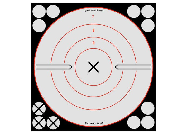 Birchwood Casey Shoot-N-C White/Black Bullseye X Targets & Pasters, 8", 6ct