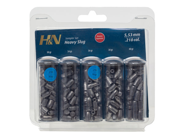 H&N Slug HP Heavy Sampler, .218 Cal, 5 Types, 150ct
