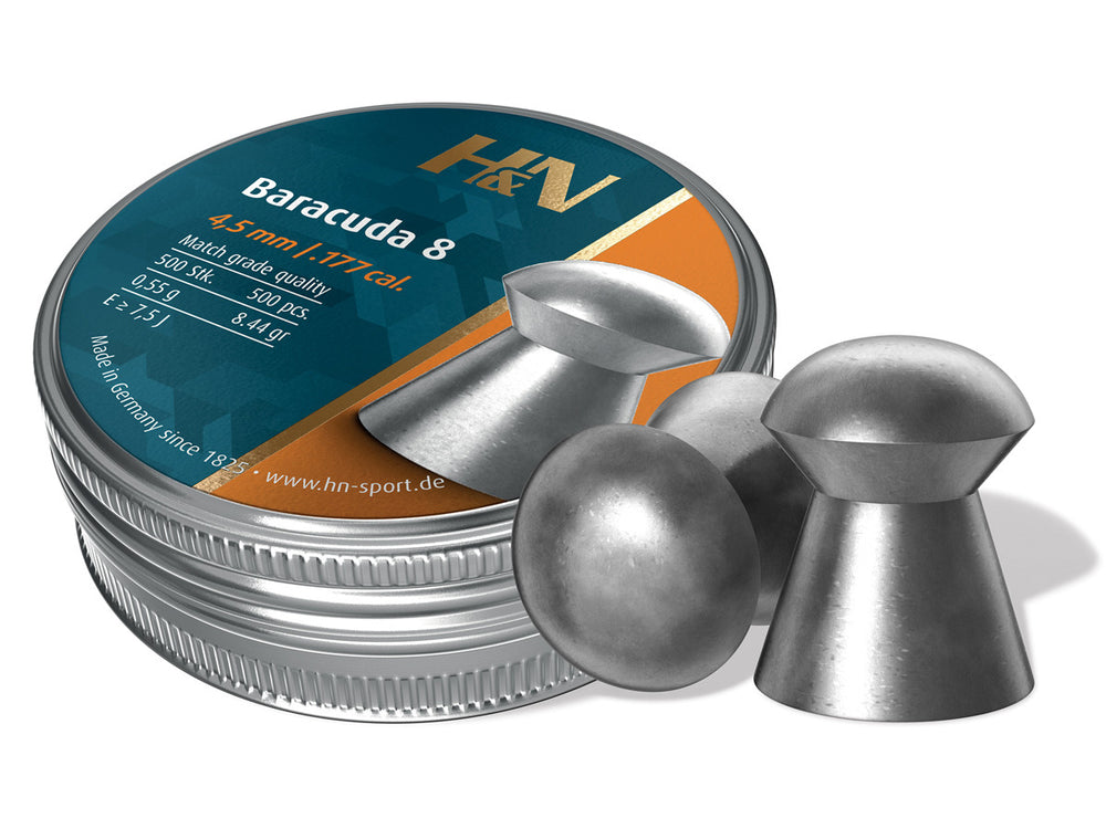 H&N Baracuda 8, .177 Cal, 8.44 Grains, Round Nose, 500ct