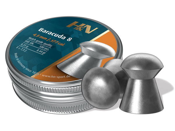 H&N Baracuda 8, .177 Cal, 8.44 Grains, Round Nose, 500ct