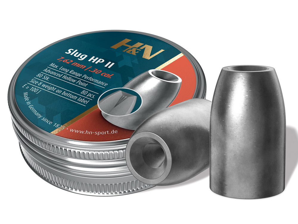 H&N Slug HP II, 30 Cal, 50 Grains, Hollowpoint, 80ct