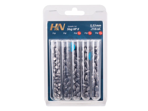 H&N Slug HP II Sampler, .218 Cal, 5 Types