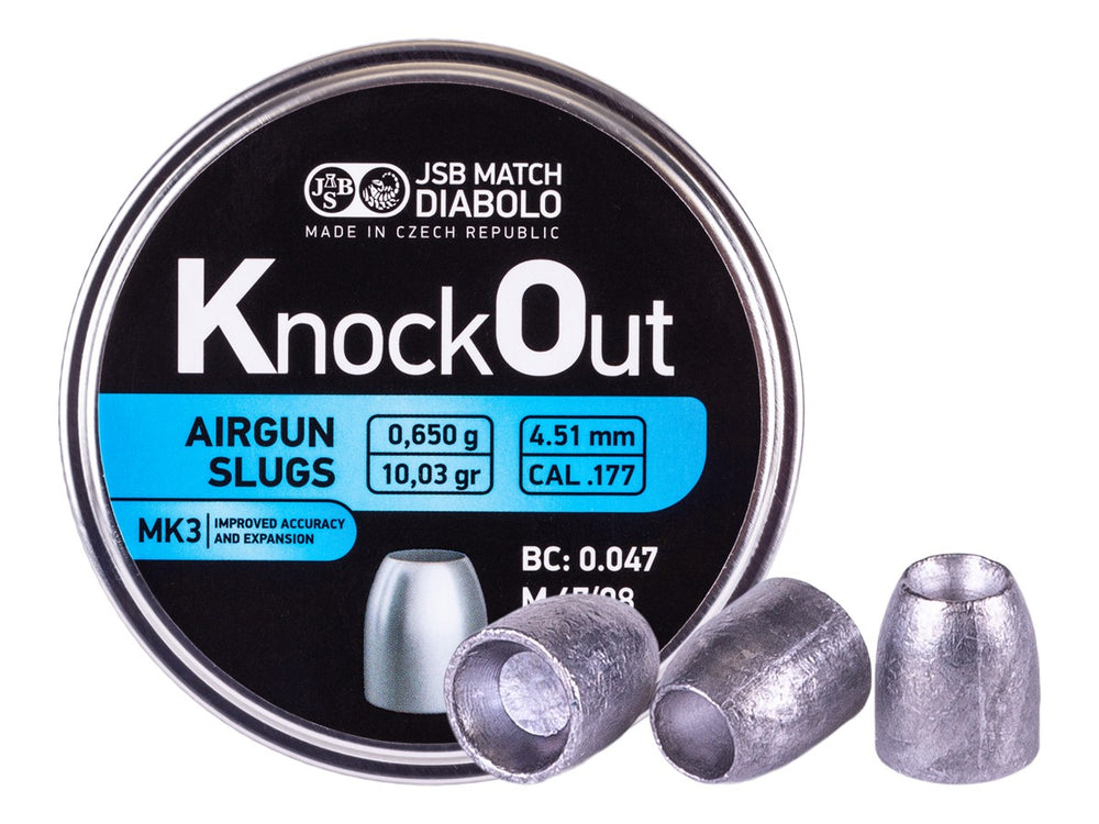 JSB KnockOut Slugs MK3 .177 Cal, 10.03 Grains, Hollowpoint, 500ct