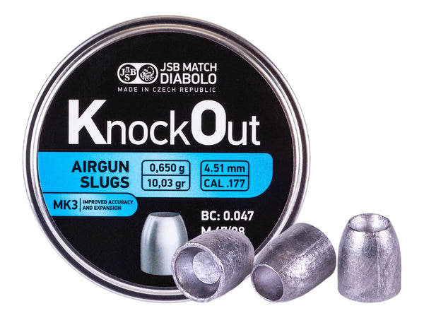 JSB KnockOut Slugs MK3 .177 Cal, 10.03 Grains, Hollowpoint, 500ct