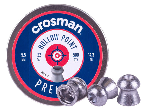 Crosman Premier .22 Cal, 14.3 Grains, Hollowpoint, 500ct