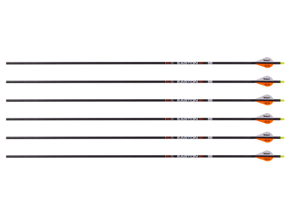 Easton Hunter Classic 6.5 500 Spine Arrows, 2" Bully Vanes, 6 Pack
