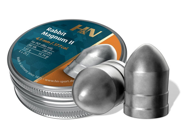 H&N Rabbit Magnum II .177 Cal, 15.74 Grains, Cylindrical with Round Nose, Solid, 200ct