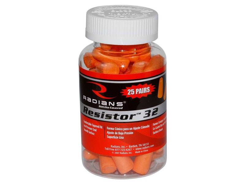 Radians Disposable Foam Earplugs, 25 Pairs, NRR 32